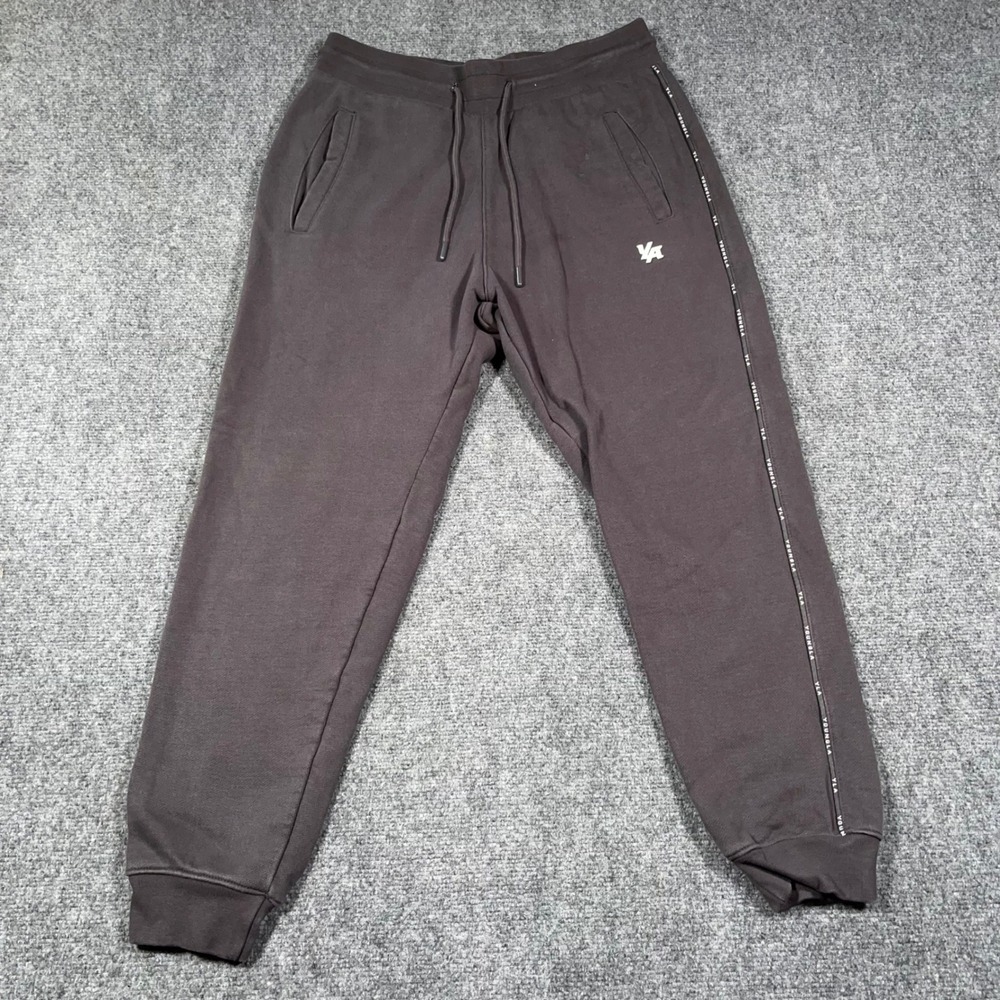 YoungLA Mens M 2006 YLA2926 Joggers Faded Black Piping Cotton Sweatpants
